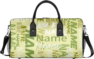 Personalized Duffel Travel Bag, Custom Name Sport Gym Bag, Weekender Overnight Bag for Women Men Weekender Overnight Bridesmaid Beige