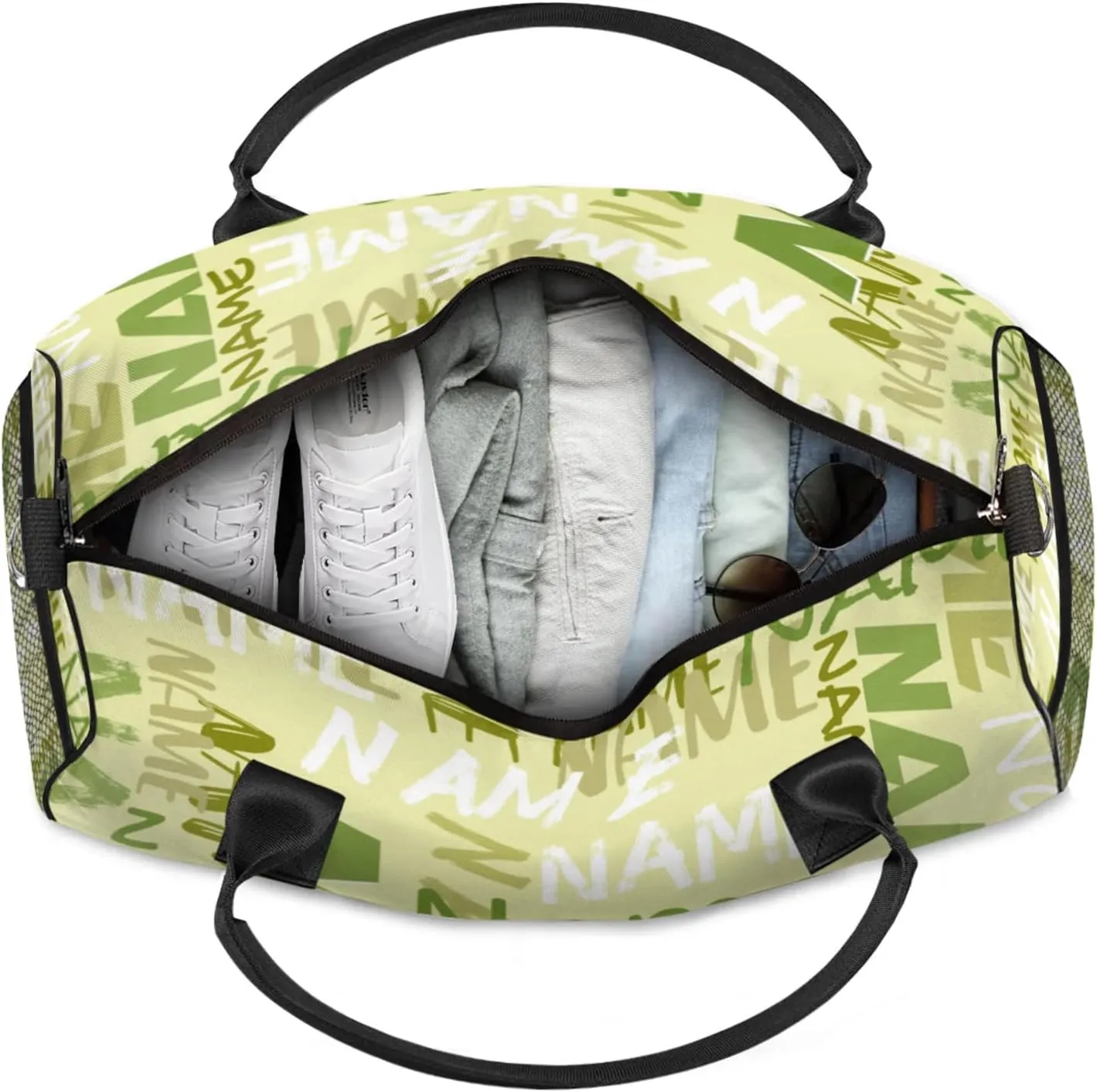 Personalized Duffel Travel Bag, Custom Name Sport Gym Bag, Weekender Overnight Bag for Women Men Weekender Overnight Bridesmaid Beige