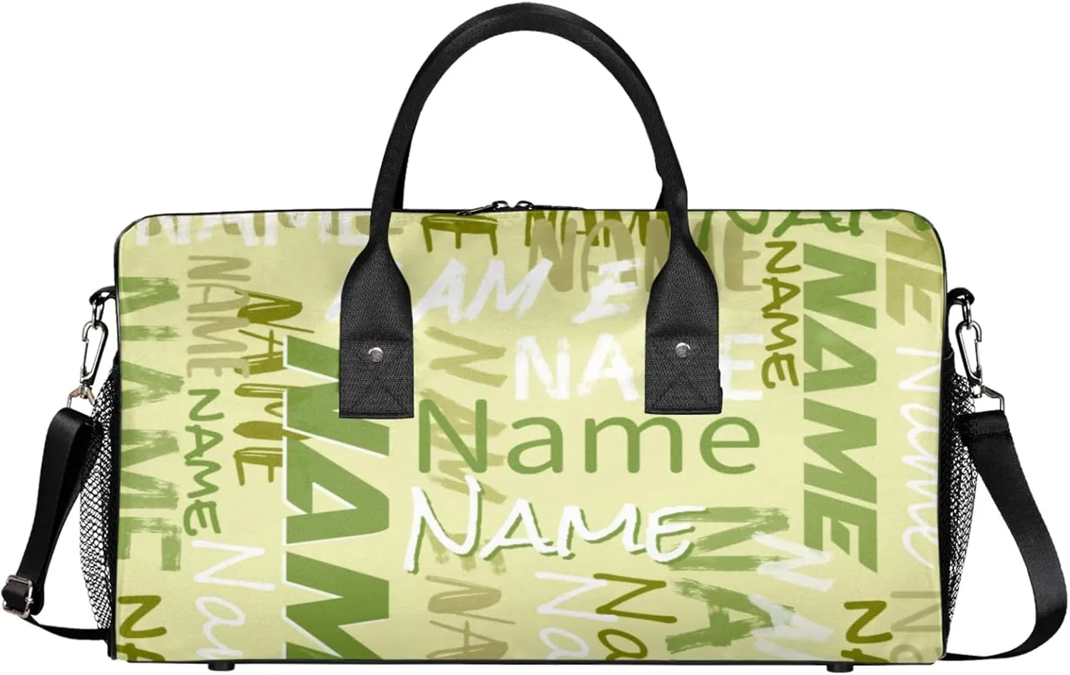 Personalized Duffel Travel Bag, Custom Name Sport Gym Bag, Weekender Overnight Bag for Women Men Weekender Overnight Bridesmaid Beige