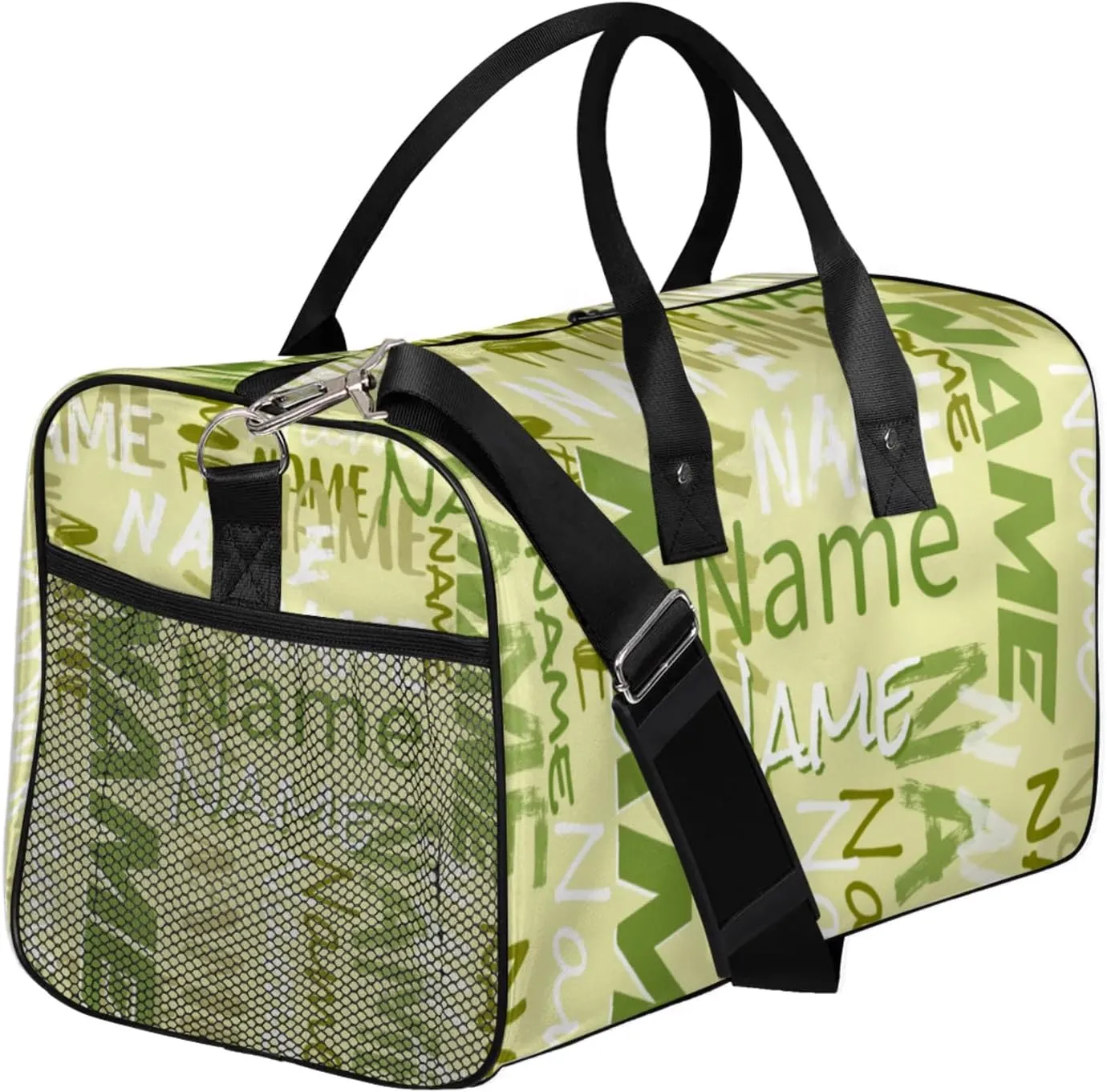 Personalized Duffel Travel Bag, Custom Name Sport Gym Bag, Weekender Overnight Bag for Women Men Weekender Overnight Bridesmaid Beige