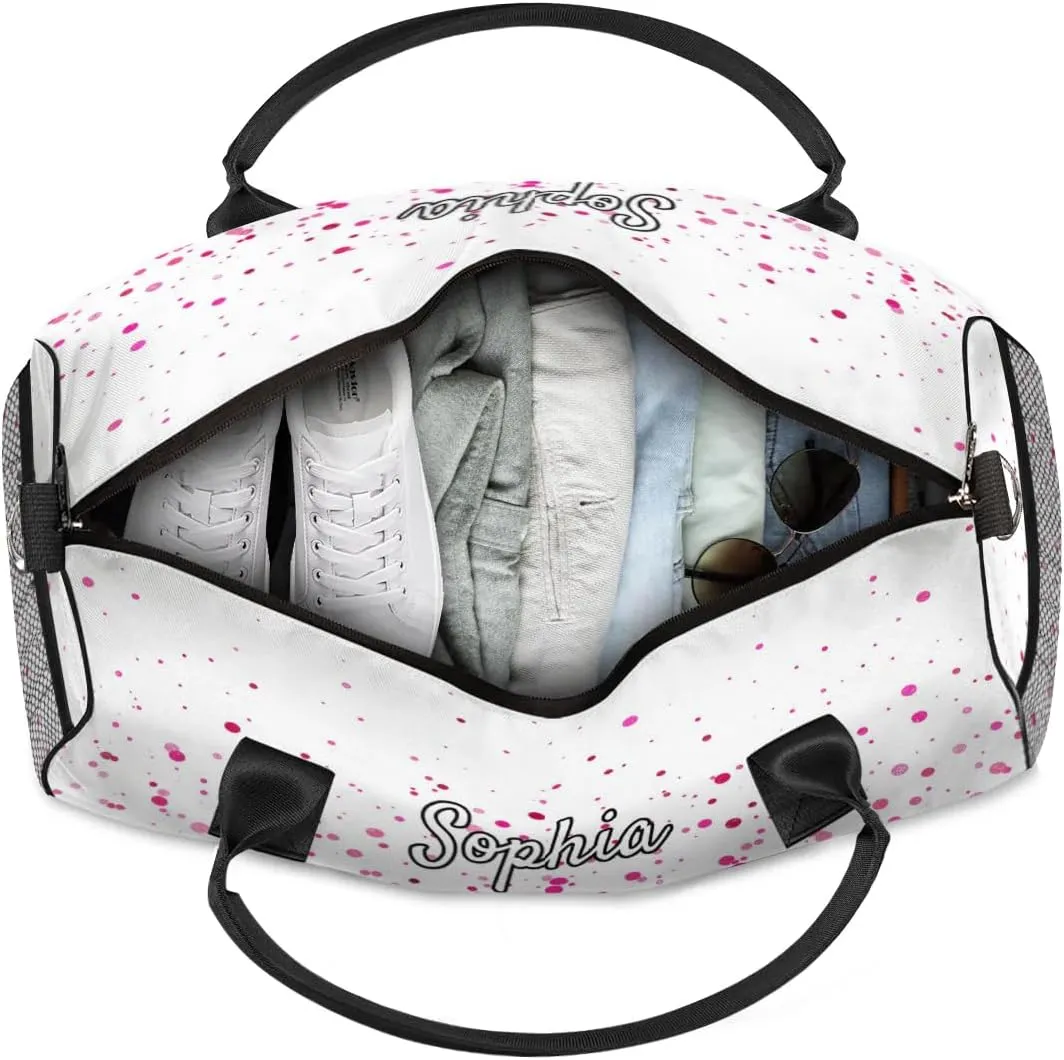 Personalized Gymnastic Bag for Women, Custom Name Sport Duffel Bag Gym Bag Travel Duffle Bag Overnight Weekender Bag, Sparkle