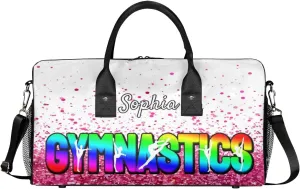 Personalized Gymnastic Bag for Women, Custom Name Sport Duffel Bag Gym Bag Travel Duffle Bag Overnight Weekender Bag, Sparkle
