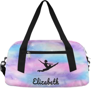 Personalized Kids Duffel Bag,Custom Dance Sport Gym Bag for Girls,Weekender Overnight Tote Bag Carry On Duffel Bag for Travel Gymnastic Nebula Ballet