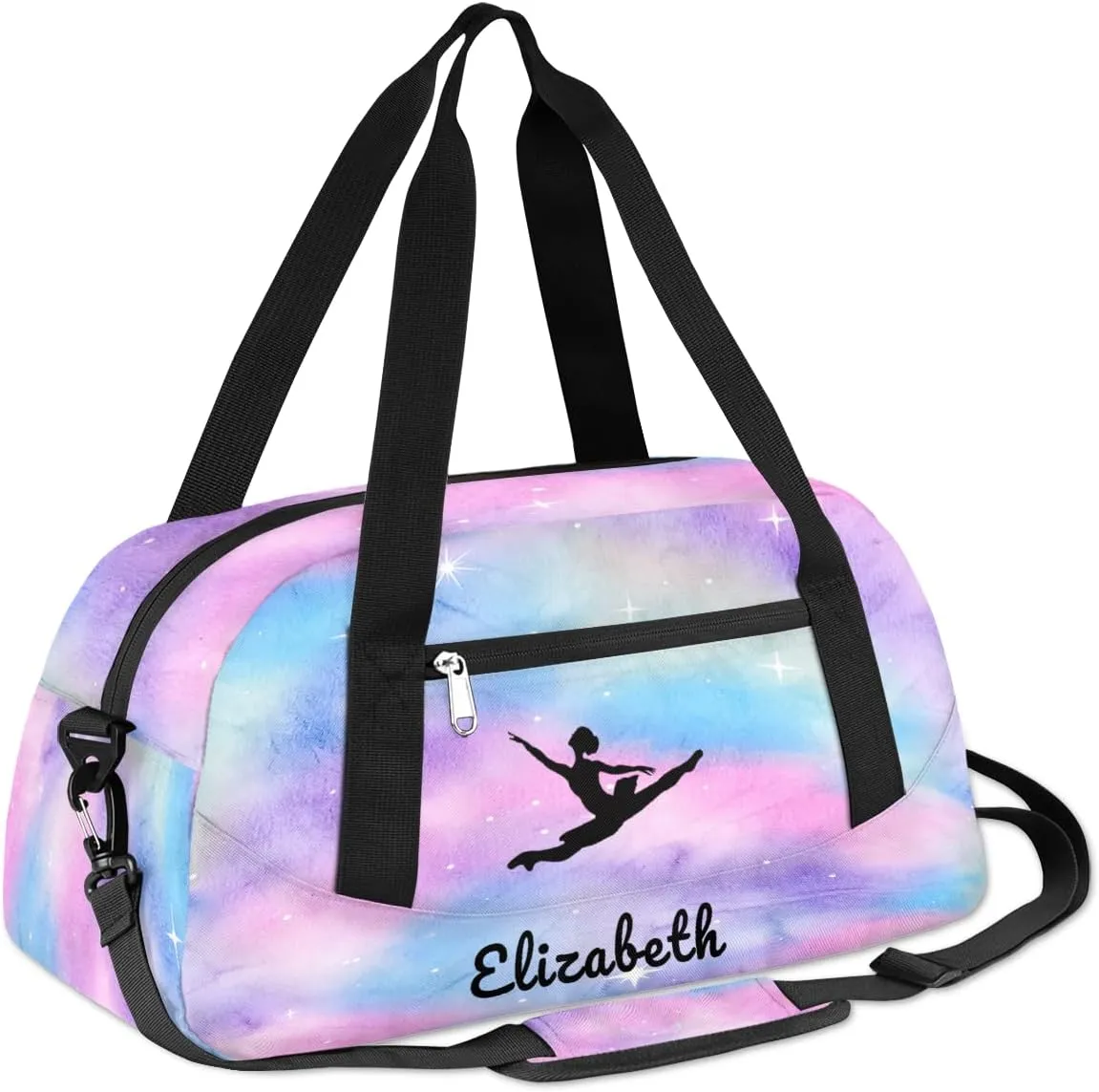 Personalized Kids Duffel Bag,Custom Dance Sport Gym Bag for Girls,Weekender Overnight Tote Bag Carry On Duffel Bag for Travel Gymnastic Nebula Ballet