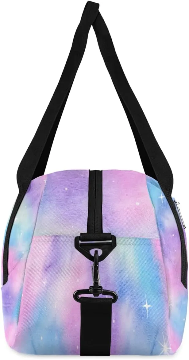Personalized Kids Duffel Bag,Custom Dance Sport Gym Bag for Girls,Weekender Overnight Tote Bag Carry On Duffel Bag for Travel Gymnastic Nebula Ballet