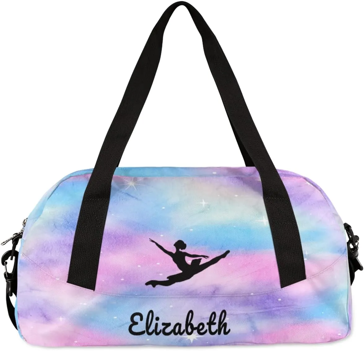 Personalized Kids Duffel Bag,Custom Dance Sport Gym Bag for Girls,Weekender Overnight Tote Bag Carry On Duffel Bag for Travel Gymnastic Nebula Ballet
