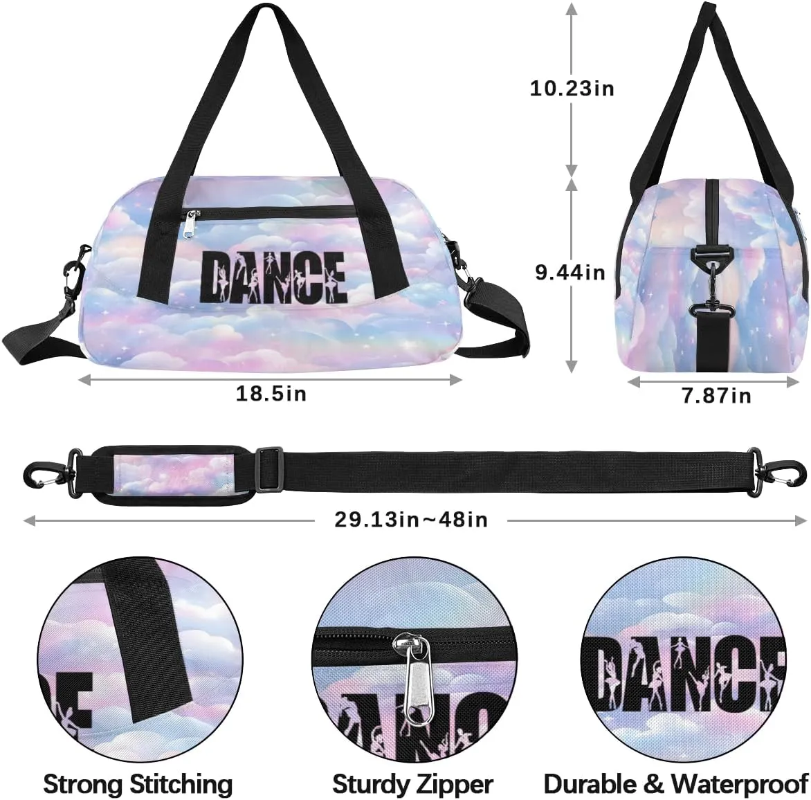 Personalized Kids Duffel Bag,Custom Sport Gym Bag for Girls,Weekender Overnight Tote Bag Carry On Duffel Bag for Travel Gymnastic Dance Ballet