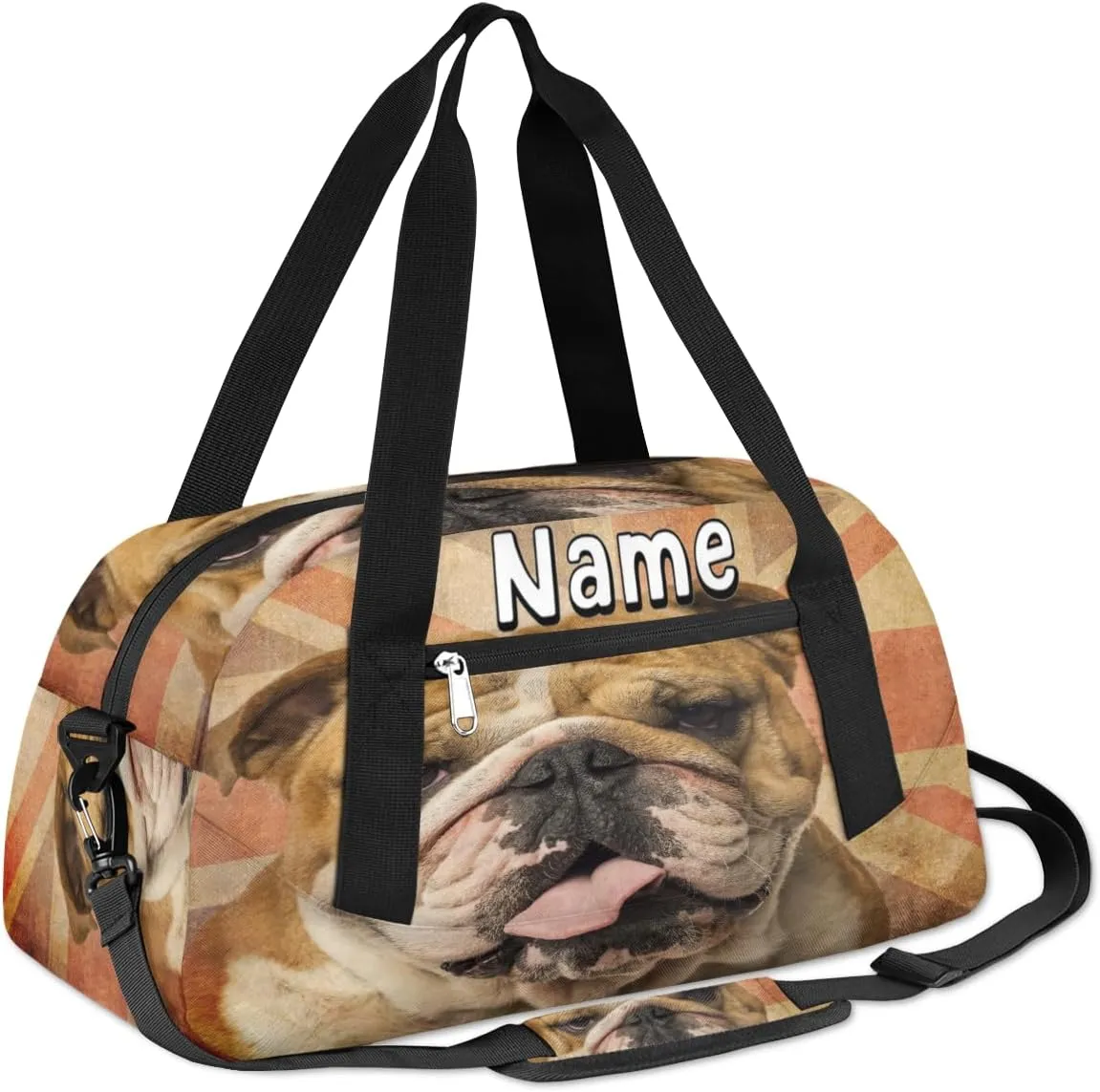 Personalized Kids Duffle Custom English Bulldog Funny Duffel Bag for Little Boy Girls Teen Overnight Bag Mini Gym Duffle Bag 18.5 Inch Small Weekender Bag for Kids Travel Sport Duffle Bag