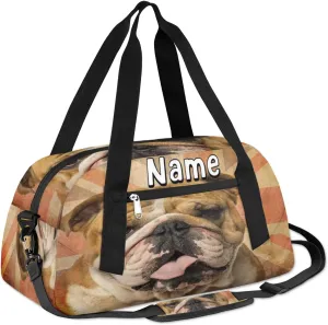 Personalized Kids Duffle Custom English Bulldog Funny Duffel Bag for Little Boy Girls Teen Overnight Bag Mini Gym Duffle Bag 18.5 Inch Small Weekender Bag for Kids Travel Sport Duffle Bag