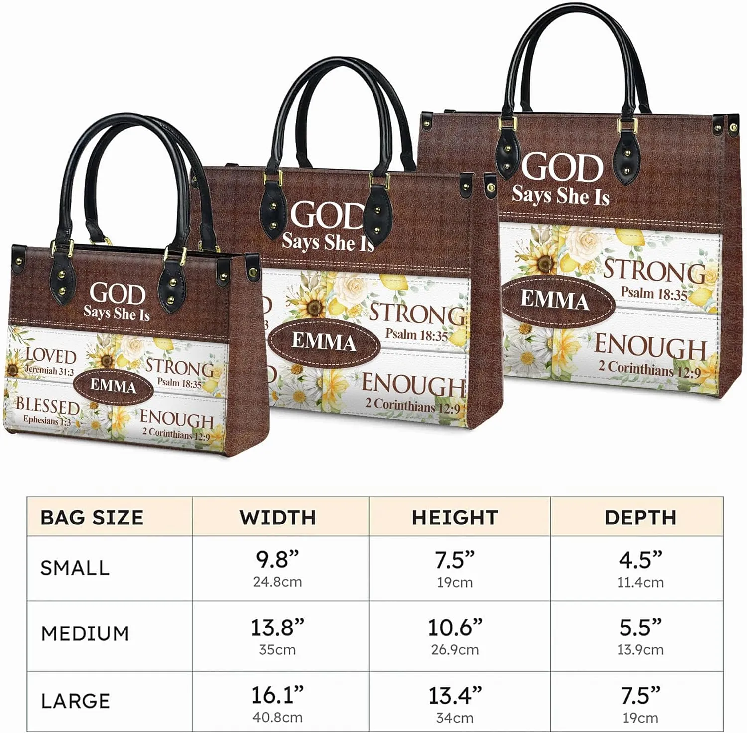 Personalized Leather Handbag for Women, Custom Name Church Bags, Christian Gifts for God Lovers, Ideal for Mother’s Day Gifts