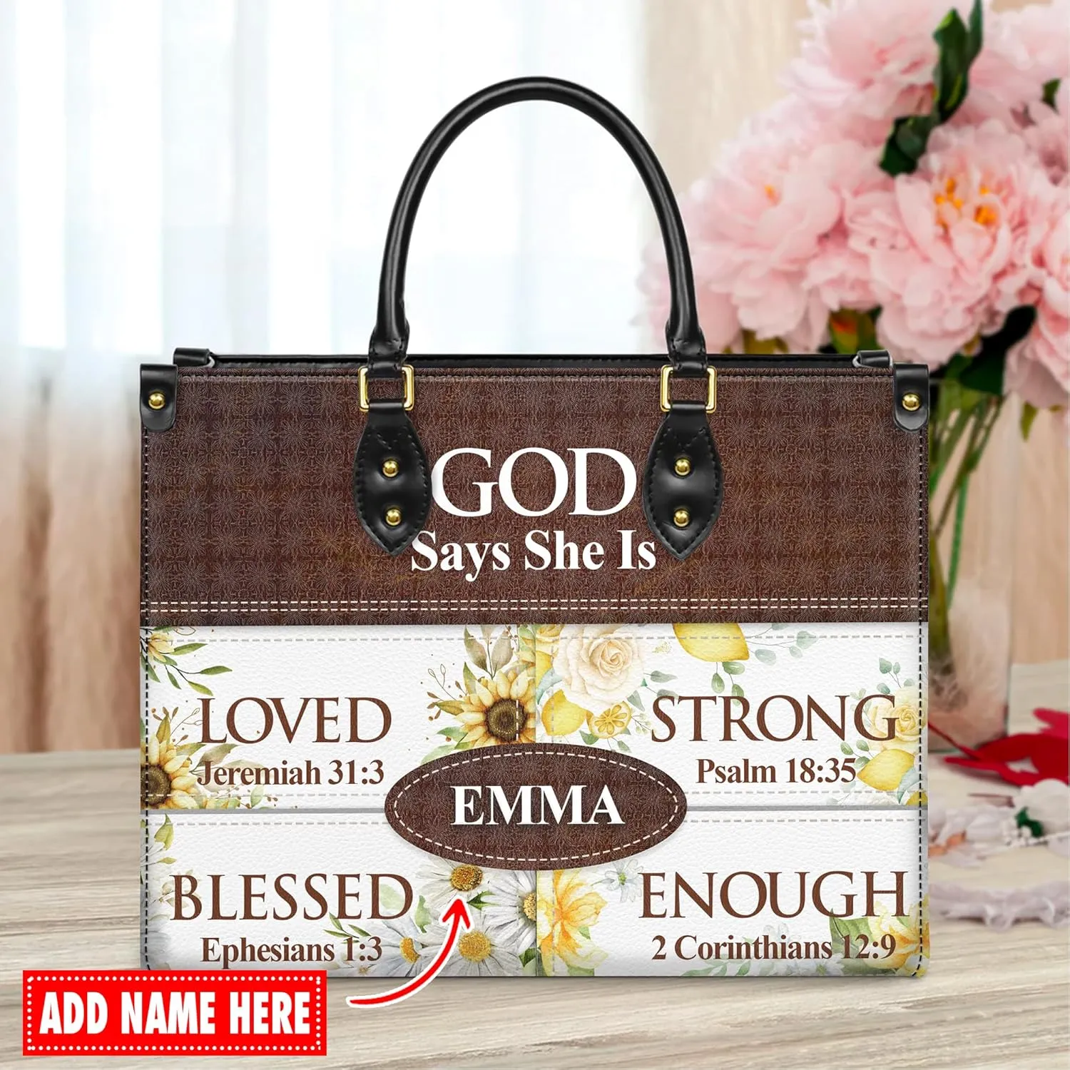 Personalized Leather Handbag for Women, Custom Name Church Bags, Christian Gifts for God Lovers, Ideal for Mother’s Day Gifts