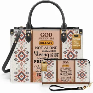 Personalized Leather Handbag for Women – Matching Purse and Wallet Set – Custom Name Church Bags, Mother's Day Gift