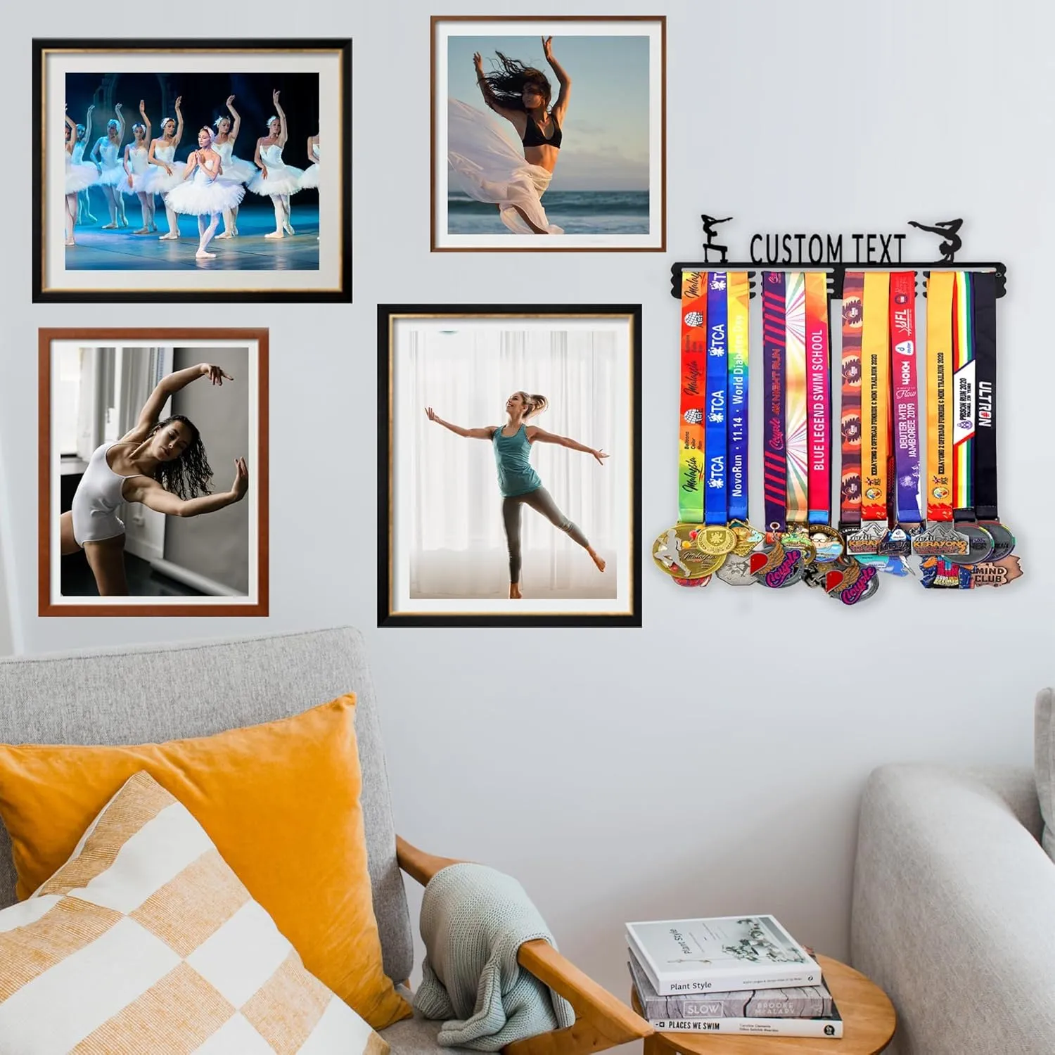Personalized Medal Holder with Name Display Rack for Awards Ribbons - Metal Custom Sports Race Plaques Hanger for Wall Mount Hold Up 60 Medal Hanger Display for Athlete Boy Girl Kid