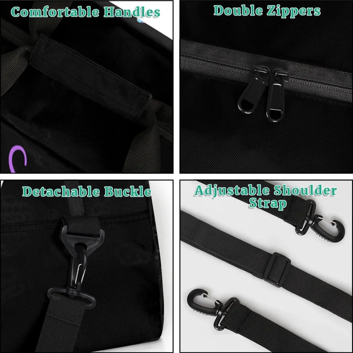 Personalized Name Dance-Duffel-Gym Bags for Girls Kids, Custom Team-Name Sport Carry-On Garment Shoes Bags for Overnight Weekender Travel, Black Blue Purple