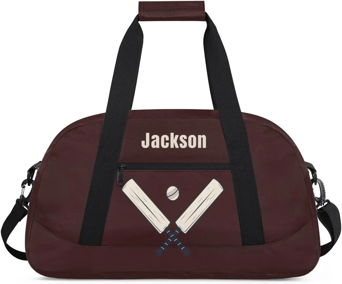 Personalized Sport Gym Bag for Boys,Custom Duffel Bag,Travel Weekender Overnight Tote Bag Carry On Duffel Bag,Customized Gift for Kids Cricket Ball