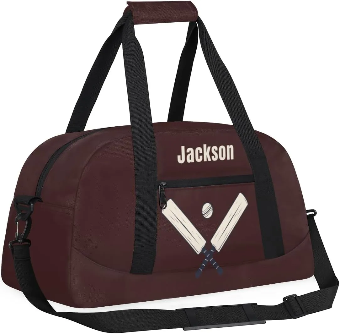 Personalized Sport Gym Bag for Boys,Custom Duffel Bag,Travel Weekender Overnight Tote Bag Carry On Duffel Bag,Customized Gift for Kids Cricket Ball