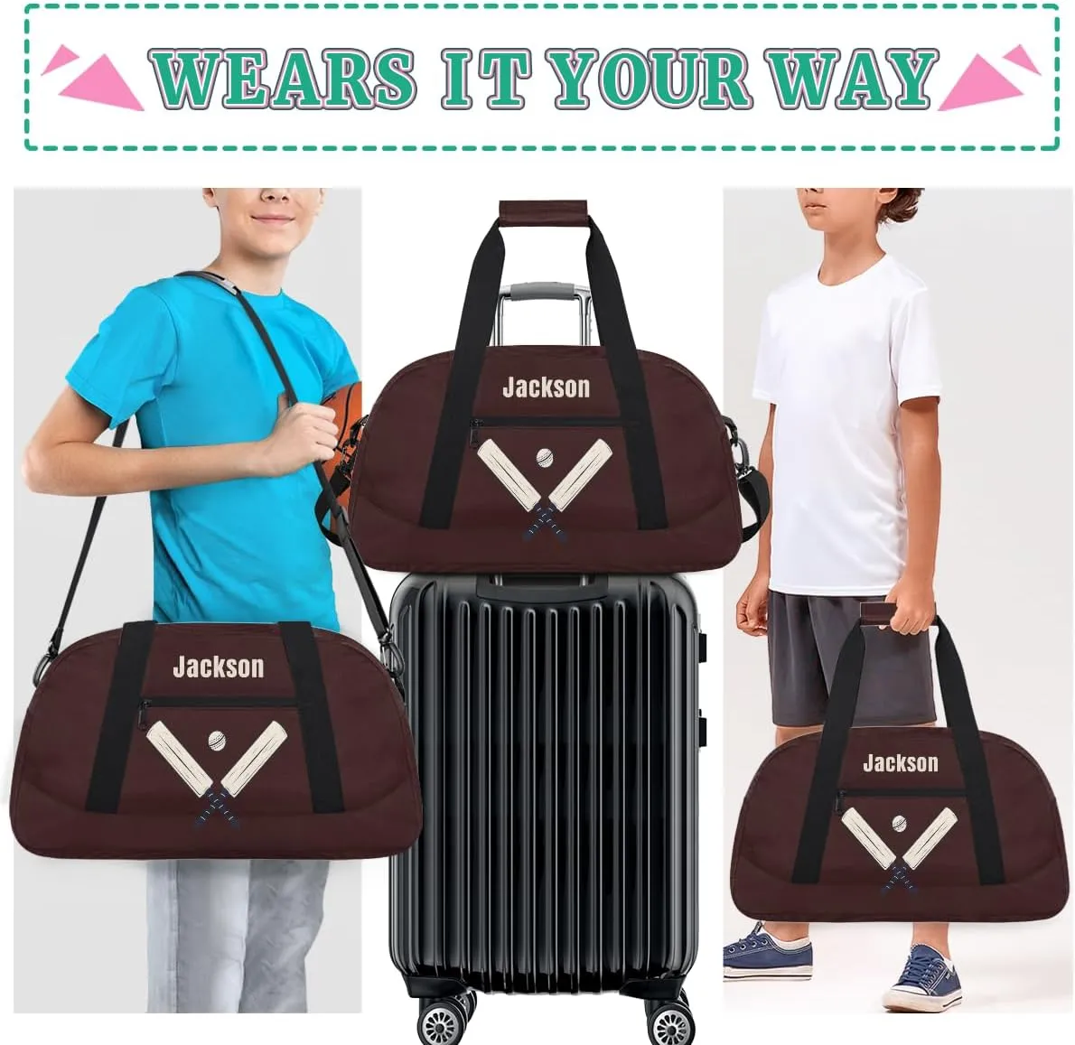 Personalized Sport Gym Bag for Boys,Custom Duffel Bag,Travel Weekender Overnight Tote Bag Carry On Duffel Bag,Customized Gift for Kids Cricket Ball