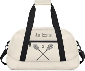 Personalized Sport Gym Bag for Boys,Custom Duffel Bag,Travel Weekender Overnight Tote Bag Carry On Duffel Bag,Customized Gift for Kids Lacrosse sticks