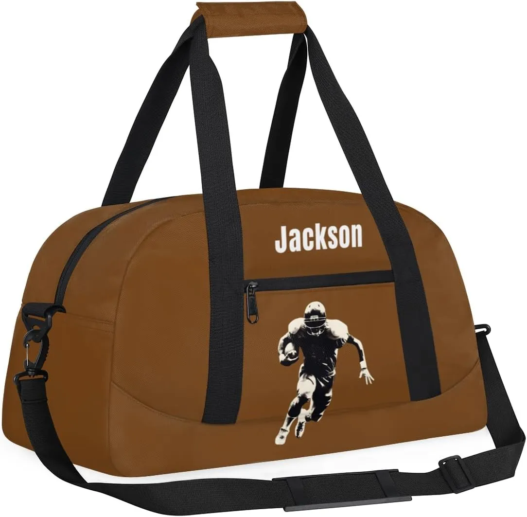 Personalized Sport Gym Bag for Boys,Custom Duffel Bag,Travel Weekender Overnight Tote Bag Carry On Duffel Bag,Customized Gift for Kids Sport American Football