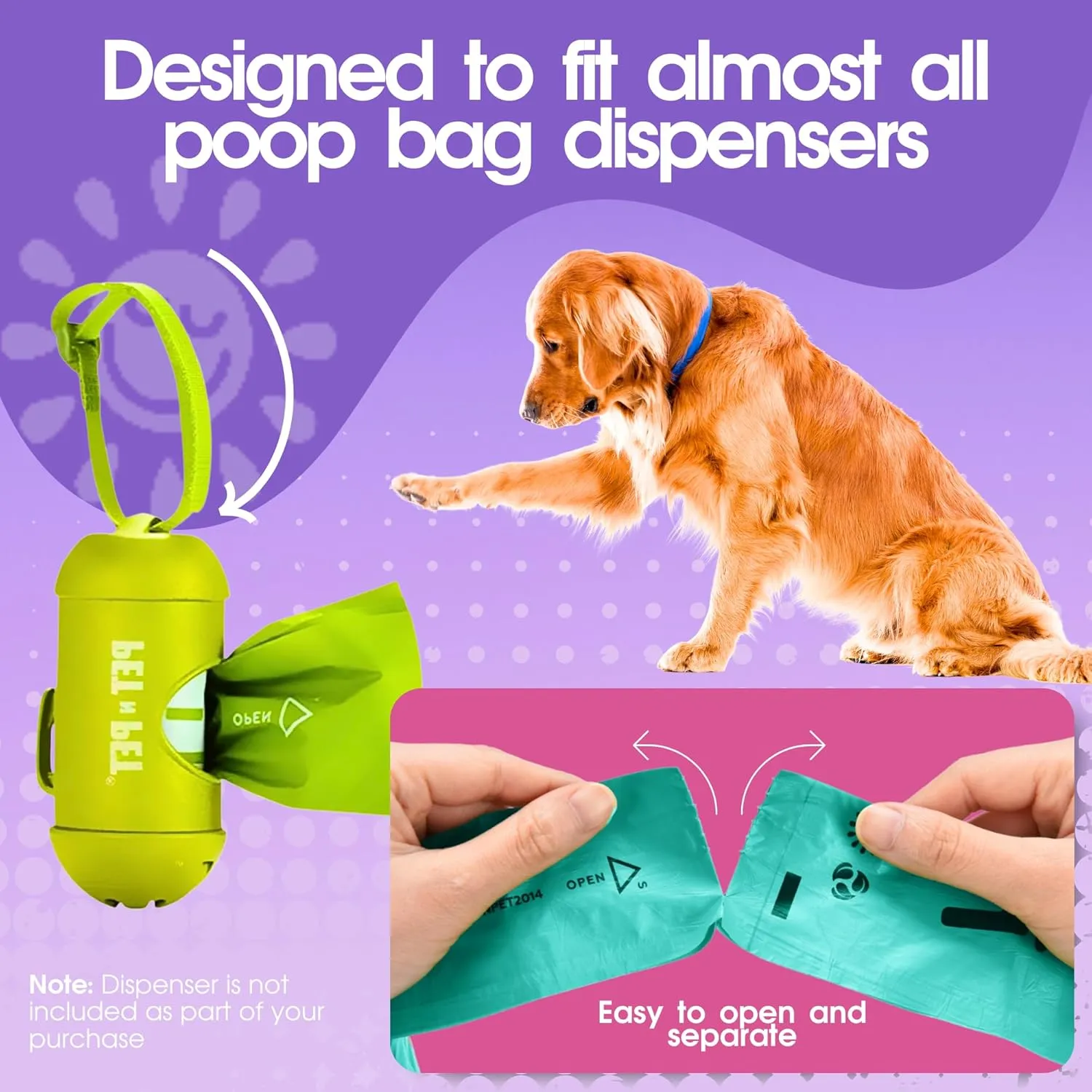 Pet N Pet 720 Counts Lavender Scented, Colorful Poop Bags for Dogs, 38% Plant Based & 62% PE Dog Poop Bags Rolls, Extra Thick Dog Waste Bag, Doggy Bag
