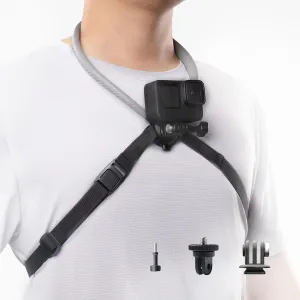 PGYTECH CapLock POV Action Camera Neck Mount for DJI OSMO Action 5 Pro/4/3, Adjustable Chest Strap and Hand Free Video Vlog Necklace Lanyard Holder for Gopro Hero 13/12/11/10, OSMO Pocket, Insta360