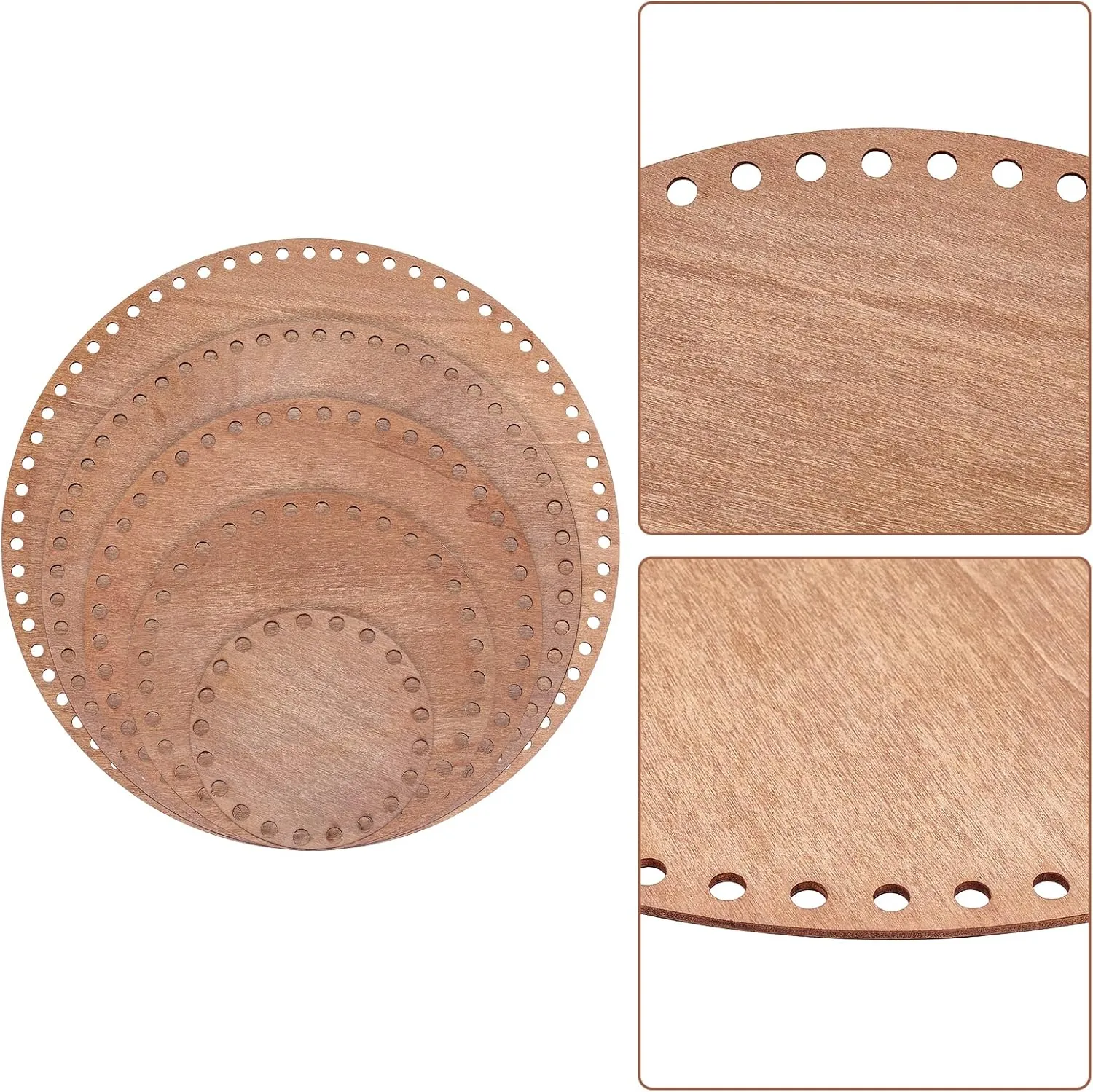 PH PandaHall 5 Sizes Natural Wooden Basket Bottom Round Circle Wood Base Shaper Brown Blank Crochet Bag Bottom for Basket Weaving Crochet Supplies DIY Bags Purse Making, 3.9/5.9/7.8/9.8/11.8"