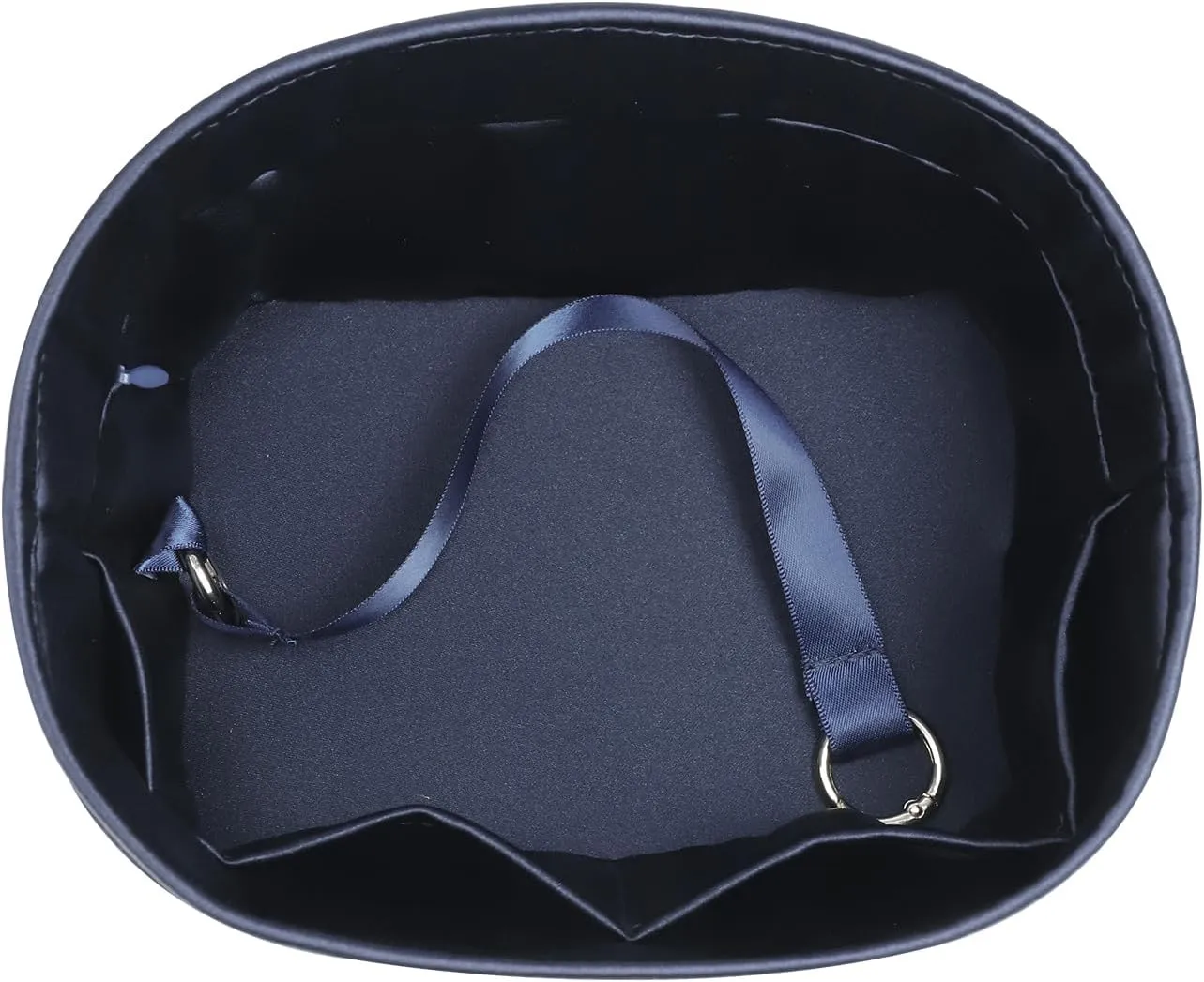 Picotin 18 Bag Insert Oval with Zipper, Purse Organizer Compatible with Hermes Picotin, Silky Bag Insert, Lightweight and Soft Touch (PC18 Oval, Blue Nuit)