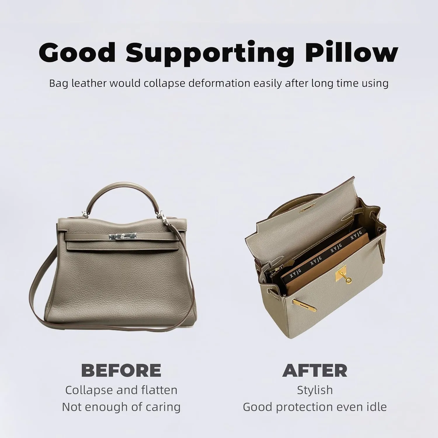 Pillow Luxury Bag Shaper Silky Smooth Insert for Handbagsfit Kelly mini2/20/25/28/32/35/40 Bags, Keep Bag Shape(Kelly 32,Cris tourterelle)