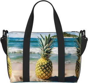 Pineapple On Beach Print Versatile Gym Sports Bag,Companion For Your Journeys And Fitness Routines