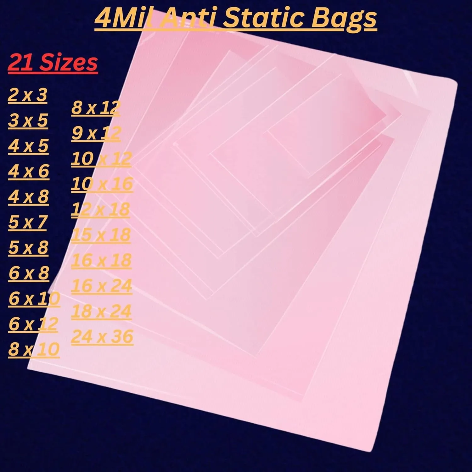 Pink Anti-Static Plastic Flat Bags - 5 x 8 & (100 Bags) 4 Mil Heavy Duty Plastic Bags | Heat Sealable Bags for Packaging Products | Plastic Baggies for Small Businesses