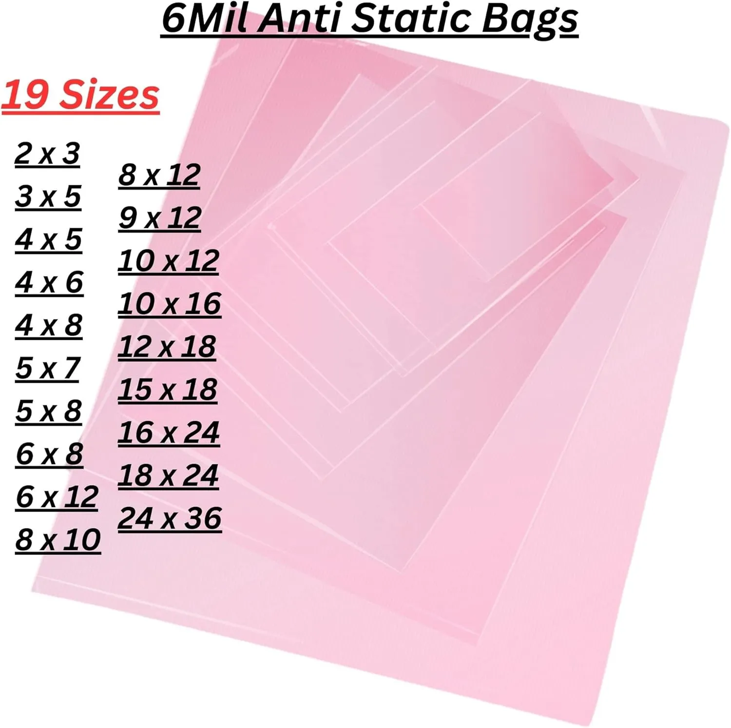 Pink Anti-Static Plastic Flat Bags - 9 x 12 &(100 Bags) 6 Mil Heavy Duty Plastic Bags | Heat Sealable Bags for Packaging Products | Plastic Baggies for Small Businesses