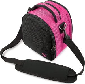 Pink Black SLR Small Camera Bag for Kodak PixPro Printomatic Smile Classic and Mini Shot