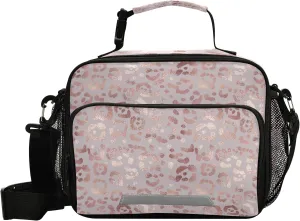 Pink Leopard Print Golden Cheetah Lunch Box for Girls Cute Lunch Bags for Women Cooler Bag Reusable Lunch Tote Bag Insulated Shoulder Bag for Work School Picnic