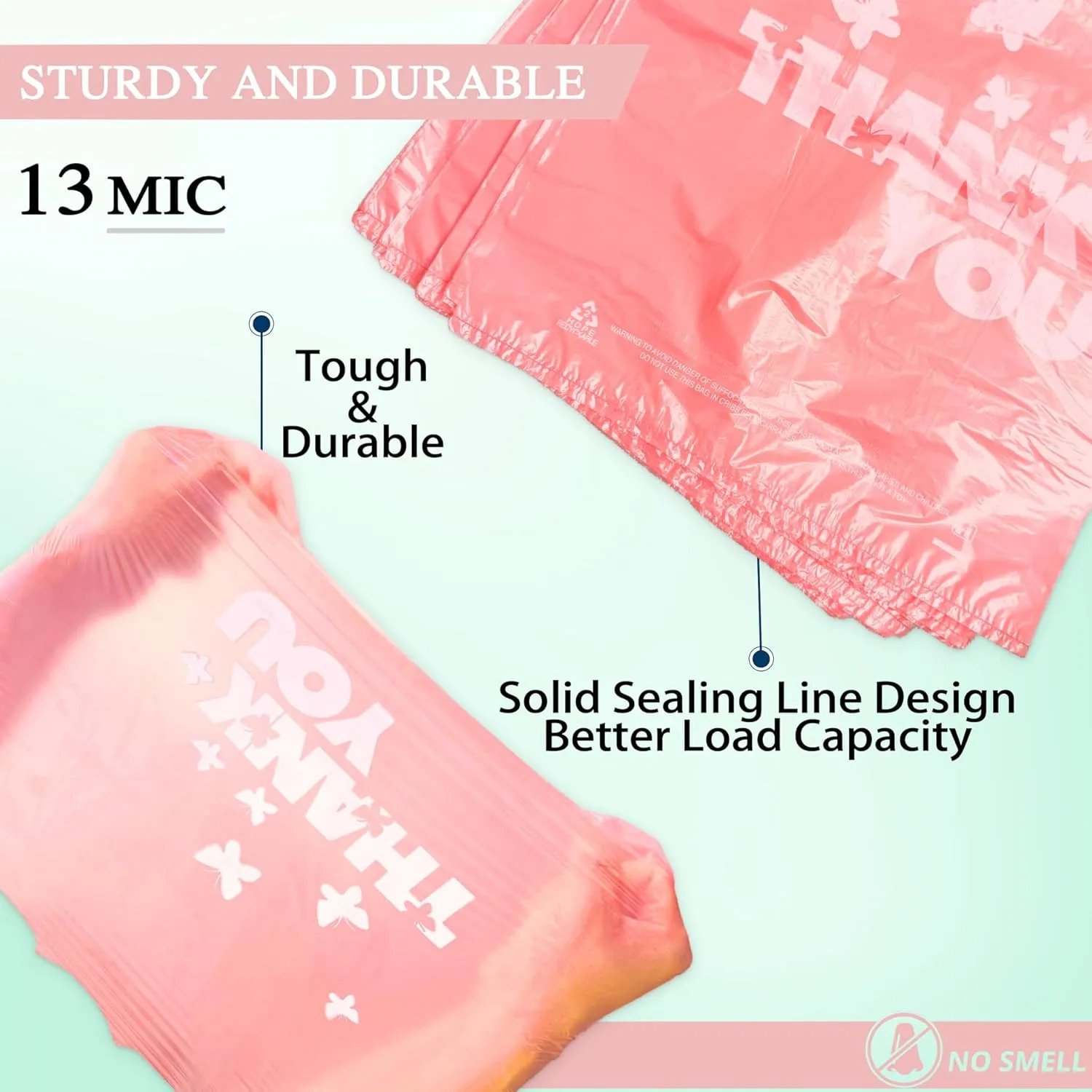 PINK Thank you bags, 100PCS T shirt bags, To Go Bags,Grocery bags, Reusable and Disposable,Perfect for Small Business,Take Out,Retails,11 inchx6 inchx21 inch(100),Large