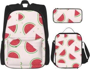 Pink watermelon Large capacity durable school bag   pencil case   lunch bag, accompany your children to study happily every day