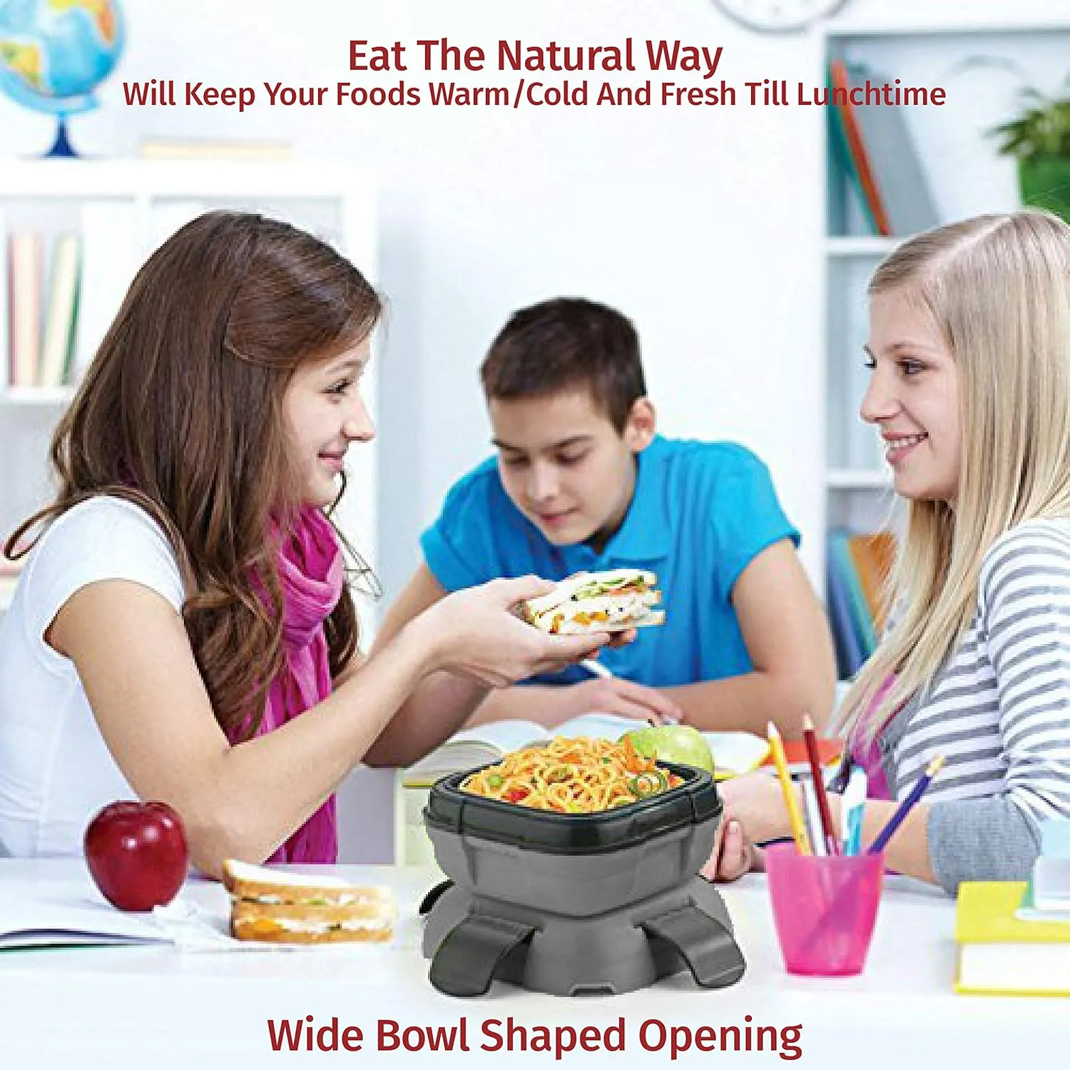 Pinnacle Insulated Leak Proof Lunch Box - Thermal Lunch Container With NEW Heat Release Valve 16 oz ~Set of 2~ Blue-Green