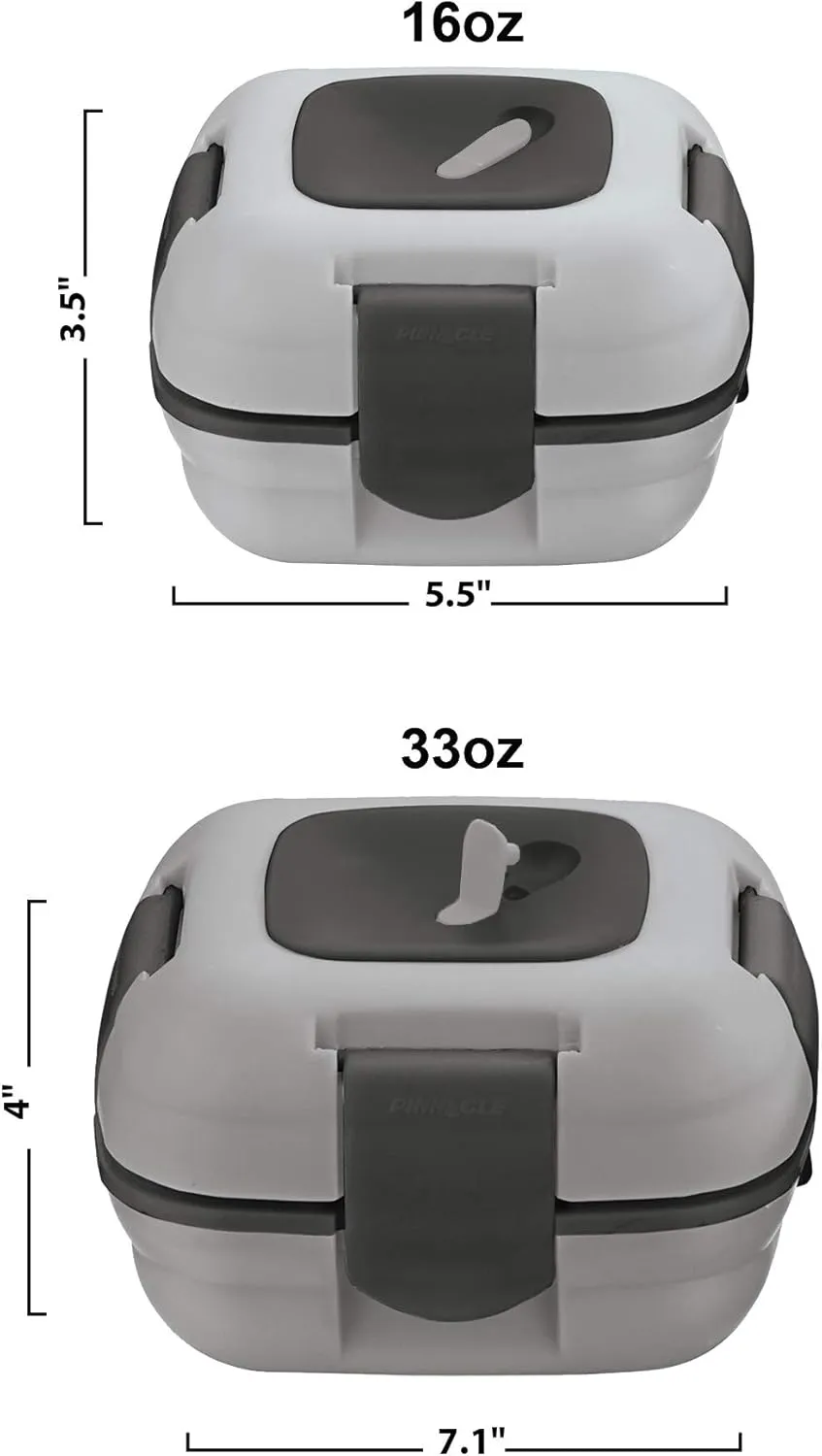 Pinnacle Inulated Leak Proof Lunch Box for Kids/Adults - Stainless steel Thermal Lunch Box Container for School Set of 2 Sizes (Grey, 16-32 oz)
