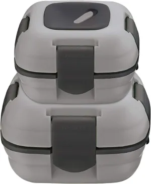 Pinnacle Inulated Leak Proof Lunch Box for Kids/Adults - Stainless steel Thermal Lunch Box Container for School Set of 2 Sizes (Grey, 16-32 oz)