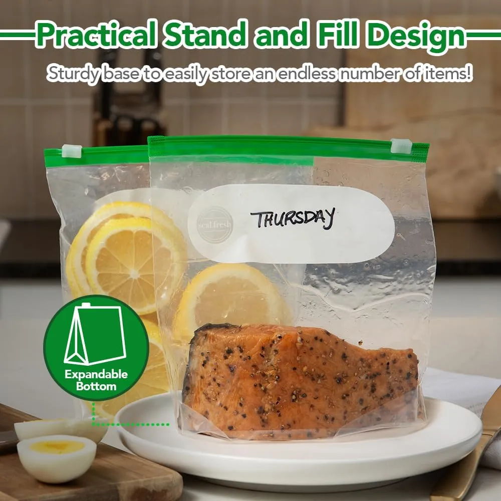 Pint Slider Storage Bags (500 Count) with Expandable Bottom, BPA Free, Microwave Safe Clear Reusable Freezer Bags