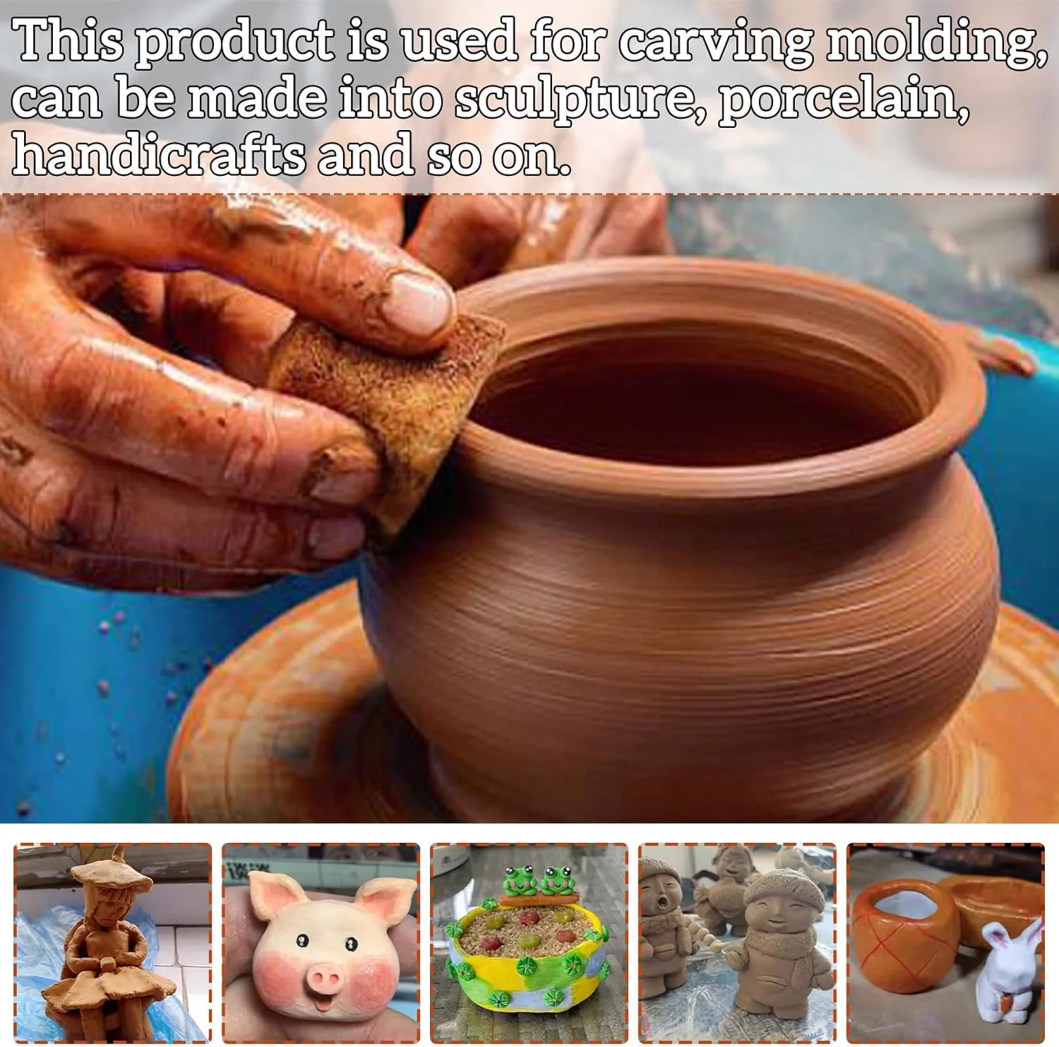 PINVNBY Natural Terra Cotta Self Hardening Pottery Clay - 11 lb Low Fire Baking Clay for Adult Art Class DIY Crafts Sculpting (10 Pcs)