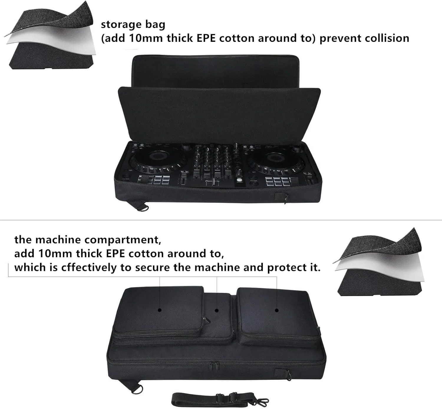Pioneer DDJ FLX6/FLX6 GT Controller Bag - Waterproof and Shockproof Portable Travel bag for Pioneer DDJ SX/SX2/SX3 and 26.57x14.37x2.95-Inch Controllers - Icludes Shoulder Strap (Black)