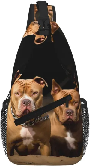 Pitbull Dogs Sling Bag For Women Men Travel Hiking Backpack Crossbody Shoulder Chest Bags Casual Daypack