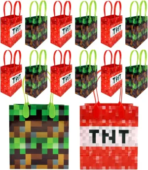 Pixels Miner Themed Party Favor Bags Treat Bags, 12 Pack