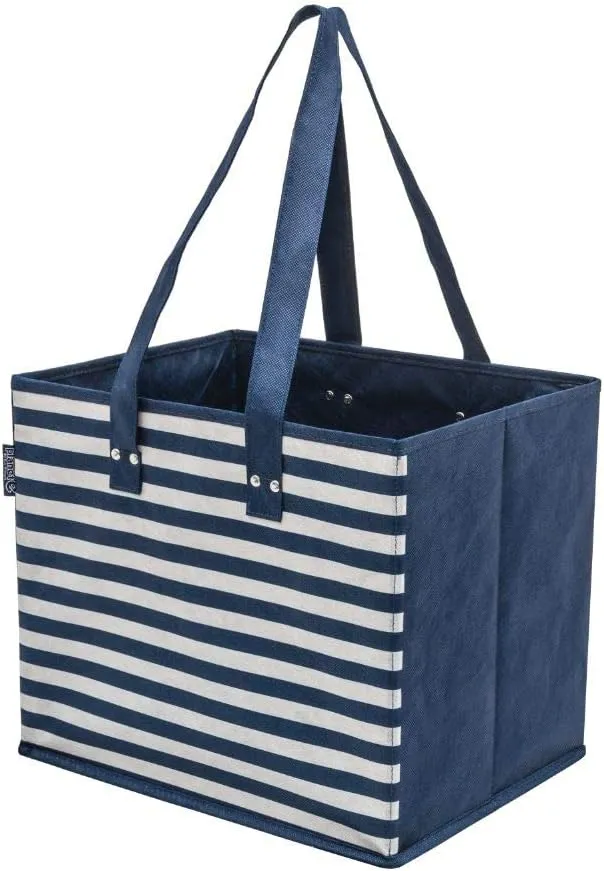 PLANET E Reusable Grocery Shopping Bags with Reinforced Bottoms: Colourful Collapsible Multipurpose Heavy Duty Daily Utility Bag (Pack of 3)