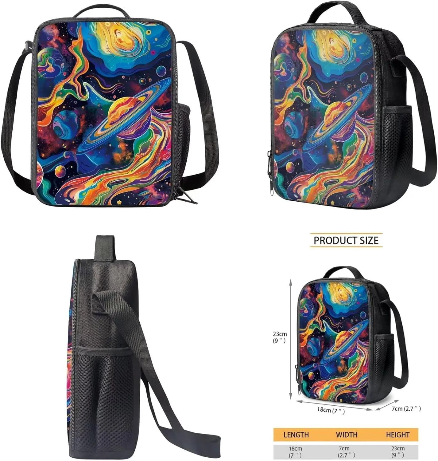 Planet Galaxy 4 Pc Backpack Set for Teen Girls Kids Bookbag Boys with Lunchbox Big Capacity Book Bags Schoolbag with Water Bottle Bag Crossbody for 1st 2nd 3rd 4th 5th Grade