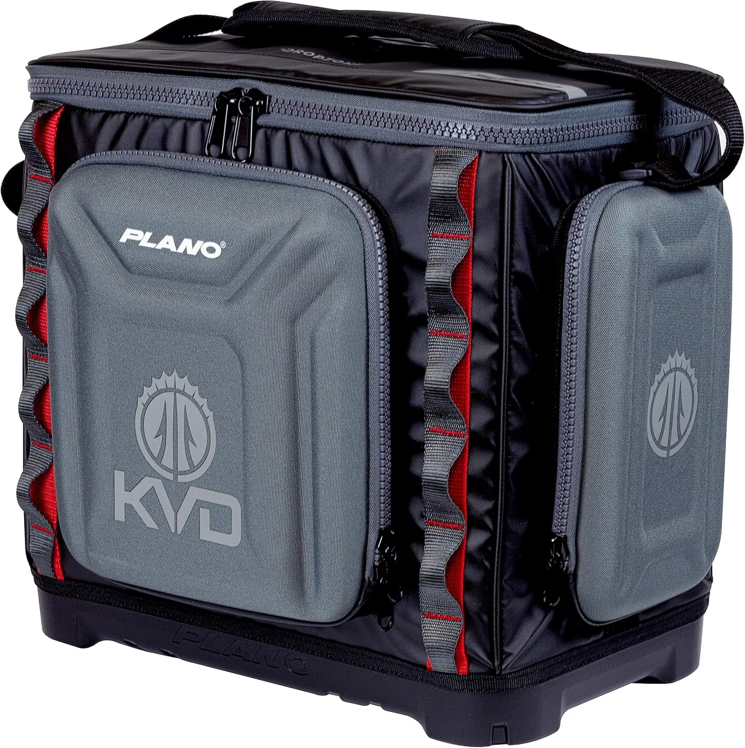 Plano KVD 3700 Signature Series Tackle Bag, Black with Red Accents, Water-Resistant TPE Coated Fabric, Premium Customizable Fishing Storage, Soft Tackle Bag