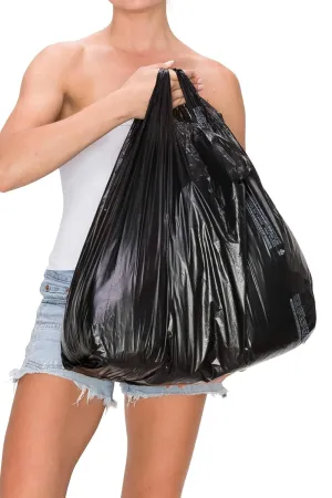 PlaTree. Jumbo Size Black 400 Count Plastic T-Shirt Bags with Handles, 18"X8"X27", 18 mic (0.71 mil), Plain Plastic T-Shirt, Grocery Bags, Plastic Bags with Handles, Made in Korea