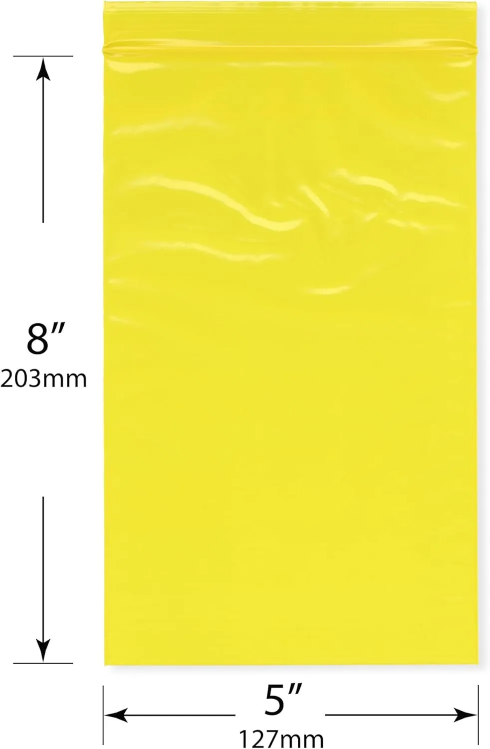 Plymor 5" x 8" (Pack of 100), Yellow 2 Mil Zipper Reclosable Plastic Bags