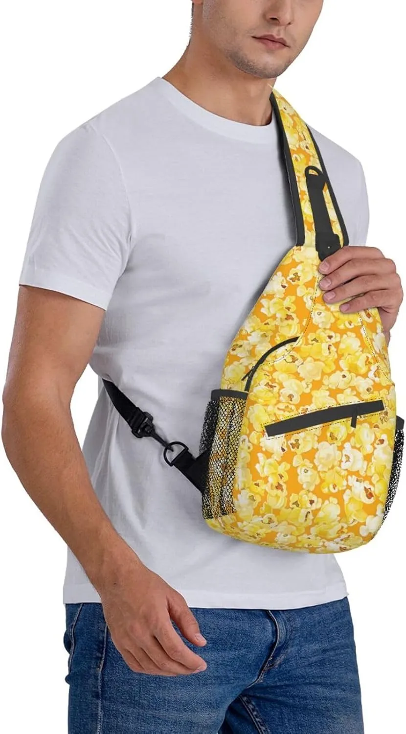 Popcorn Sling Backpack Chest Bag Crossbody Shoulder Bag Gym Cycling Travel Hiking Daypack For Men Women