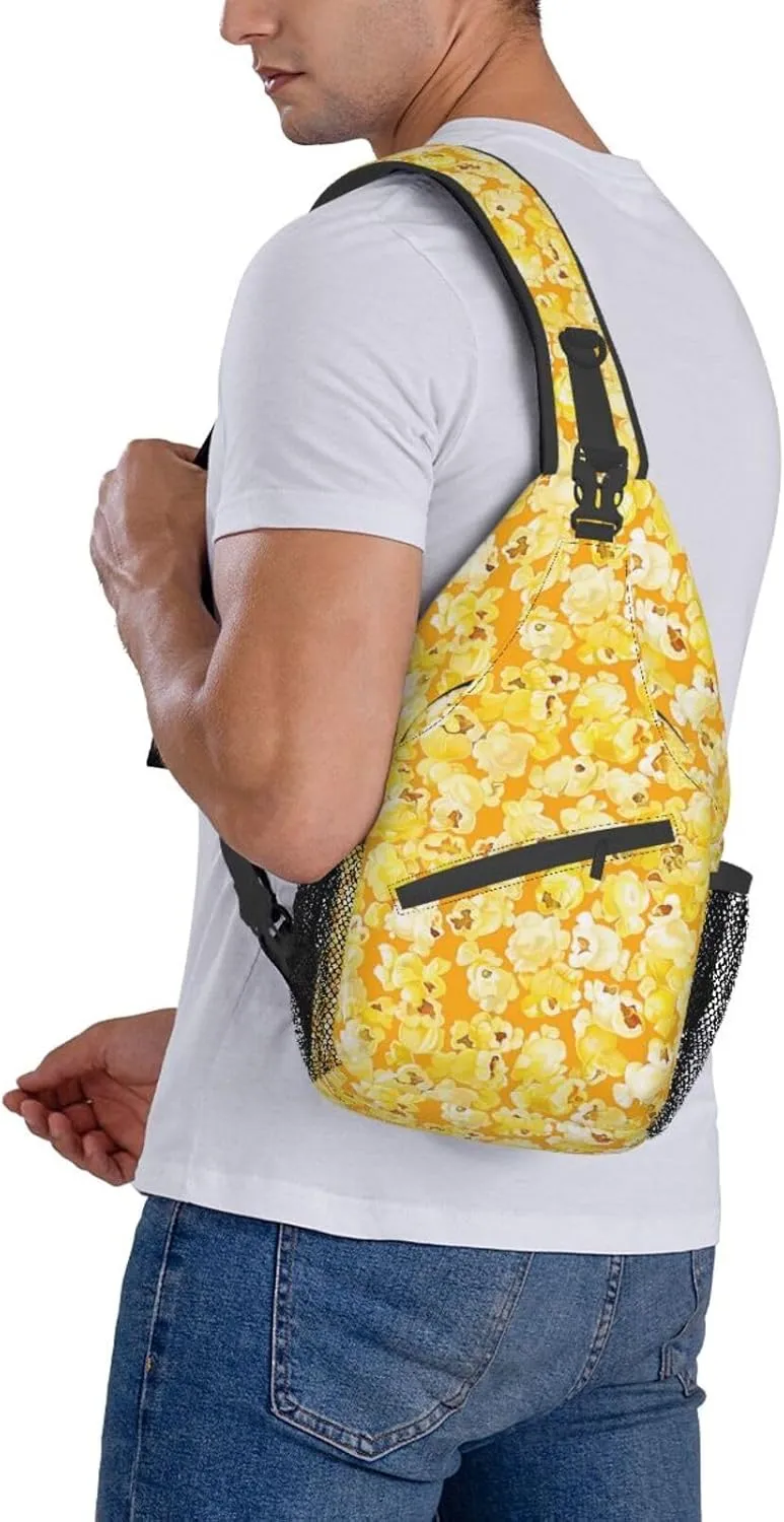 Popcorn Sling Backpack Chest Bag Crossbody Shoulder Bag Gym Cycling Travel Hiking Daypack For Men Women
